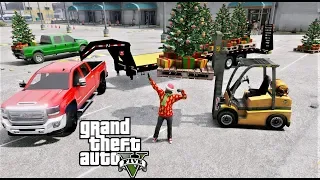 GTA 5 Real Life Mod #97 Delivering Christmas Trees With A Working Forklift