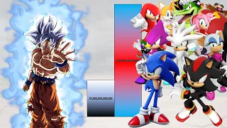 Goku VS Sonic The Hedgehog Characters POWER LEVELS All Forms - DB / DBZ / DBS / SDBH / Sonic