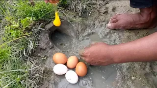 Amazing Unique fishing video||egg hole fishing video|| best hole fishing|| catching fish by egg.