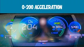 Peugeot 308 2022 Hybrid 225hp Acceleration 0-100 and 0-200