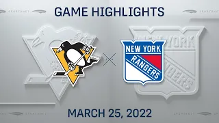 NHL Highlights | Penguins vs. Rangers - Mar. 25, 2022