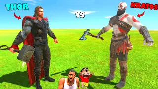 FINAL BATTLE 🔥 THOR God Of Thunder VS KRATOS God Of War in Animal Revolt Battle Simulator | SHINCHAN