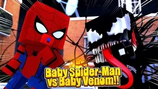 Minecraft Adventure - BABY VENOM vs BABY SPIDER-MAN!!!