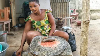 African village life. cooking village food egusi and cassava fufu . Togo West Africa 🇹🇬🇹🇬🇹🇬