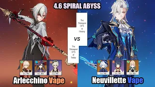 New Spiral Abyss 4.6 - C0 Arlecchino Vape & C0 Neuvillette Vape | Genshin Impact