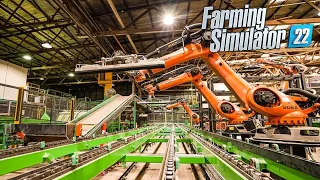 Using FULL REALISTIC Sawmill with animated robots to make empty pallets | Farming Simulator 22