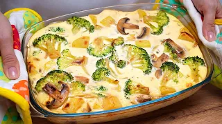 This broccoli is so delicious I cook it 3 times a week! Broccoli casserole with mushrooms.