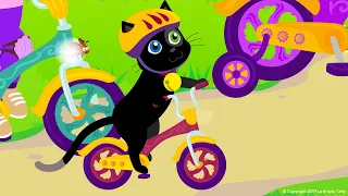 Jazda rowerem po lesie. Cat Misifu i Lily podróżują na magicznym rowerze | Mała czarodziejka Tatty