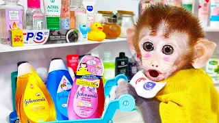 Baby Monkey Bi Bon go shopping to buy shower gel at the supermarket | KUDO ANIMAL KIKI