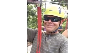 Riding the "Bee Line" at ShowMe Ziplines