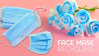 Easy Rose Flowers using Face Mask | Face Mask Flower Making | Face Mask RECYCLING Ideas
