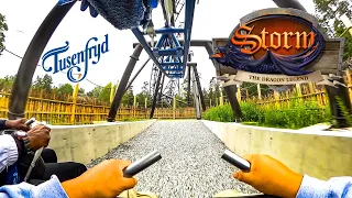 Storm - The Dragon Legend Roller Coaster On Ride Front Seat 4K POV TusenFryd, Norway 2023 08 09