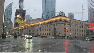 Port Union Station Toronto 4K - Rainy Day Drive- Driving Downtown -Canada