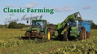 Beet harvesting with a Standen Turbobeet and John Deere 6400. From the Classic Farming DVDs.