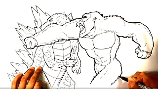 How to Draw GODZILLA vs KING KONG - Punch