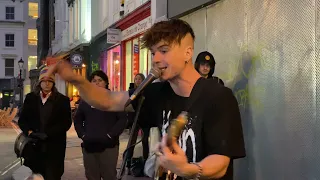 Breathless! Ren playing his original song Money Game after The Big Push busk in Brighton.