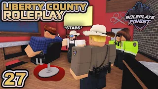 HUGE FIGHT AT BARBERSHOP *CUSTOMER STABBED* - RPF - ER:LC Liberty County Roleplay Episode 2