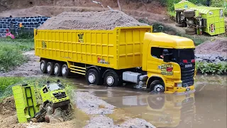 TRUK OLENG Dump Truk Trailer Hino 500 Tronton Truk Hino 500 ENGKEL Bermuatan Pasir Truk Laka Lantas