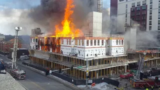 Fire in downtown Iowa City, Iowa