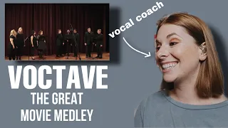 Vocal Coach reacts to Voctave-"The great Movie Medley"