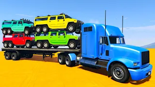 Cars Transportation in GTA 5 #2 - Offroad Cars Jumping Into the Water