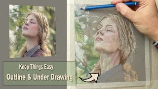 Pastel Portrait Study | Outline and Under Drawing Stage. Narrated Tutorial Part 1