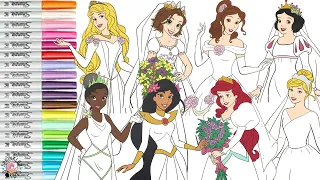 Disney Princess Coloring Book Compilation Wedding Dress Edition Ariel Belle Tiana Aurora Jasmine