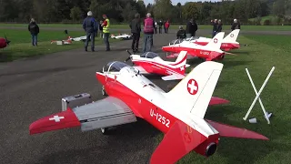Stunning RC Flight Performance Swiss Formation Team Pilatus TurboProp and 3x Swiss BEA Hawk RC Jets
