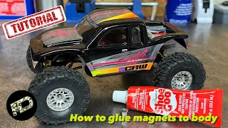 Glueing RC body to magnet mounts. Step by step tutorial by #mazz #scx24 #chassis