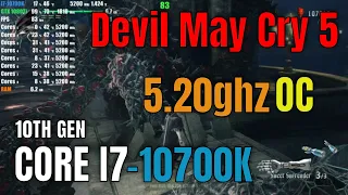 Devil May Cry 5 Intel I7-10700K OC 5.20ghz Hyperthread OFF 4K FPS Benchmark in 2020