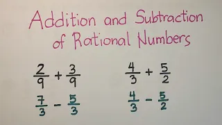 Addition and Subtraction of Rational Numbers - Operation on Rational Numbers