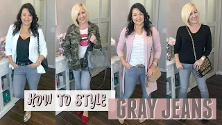 How to Style Gray Jeans for Women Over 40 | How Mature Women Wear Gray Denim