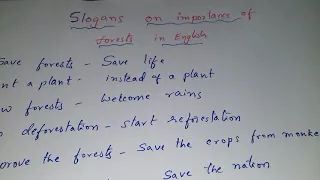 Slogans on the importance of the forests in ENGLISH
