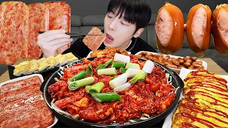 MUKBANG ASMR | FIRE NOODLES & FRIED EGG ROLL, SPAM, TOFU, Kimchi ! EATING KOREAN FOODS