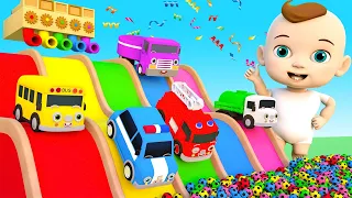 Wheel on the bus song - baby song Oasis color change trucks  - Nursery Rhymes & Kids Songs