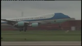 Air Force One lands in Okla.