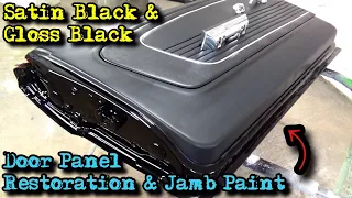 Door Panel Restoration & Jamb Paint - PAINTED SATIN & GLOSS BLACK - 66 Ford Mustang Classic Project