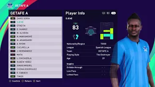 PES 2021 Getafe faces and ratings | Djené, Maksimovic, Cucurella | Caras del GETAFE PES 2021.