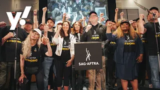 SAG-AFTRA union speaks in Los Angeles after contract expires