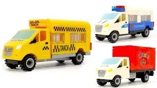 Russian  Bricks sets: City bus, police truck and delivery truck (City ​​of masters)