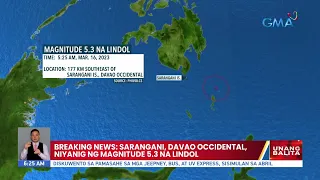 Breaking News: Sarangani, Davao Occidental, niyanig ng magnitude 5.3 na lindol | UB