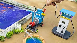 diy tractor mini water pump diesel engine to fish out science project | diy tractor | @SunFarming