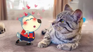 Aww !! Wolfoo Wants To Kiss Cute Kitten 😾🐶 Wolfoo in Real Life | Funniest Cats And Dogs