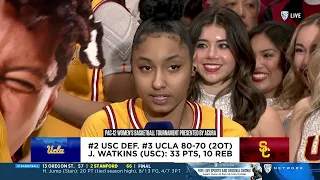 JuJu Watkins Post Game Interview | Pac-12 Tournament Semis, #2 USC Trojans vs #3 UCLA Bruins