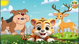 Cute Little Farm Animal Sounds: Tiger, Hen, Puppy, Falcon, Deer - Music For Relax