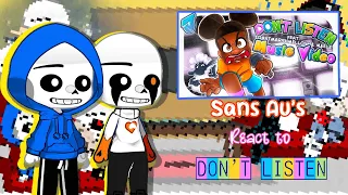 Sans Au's React To Dont Listen+stuff(12/20)||(LATE)