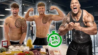 We ATE and TRAINED like THE ROCK for 24 Hours