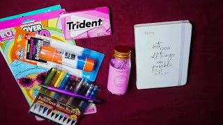 JOURNALING STICKERS DECORATING MINI JOURNAL ASMR TRIDENT CHEWING GUM SOUNDS