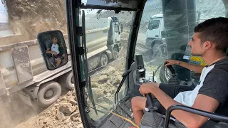 Caterpillar 390D Excavator Loading Trucks - Operator Giorgos Tsavalakoglou