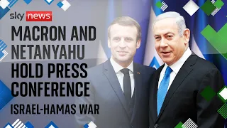 French President Emmanuel Macron and Israel PM Benjamin Netanyahu hold a news conference